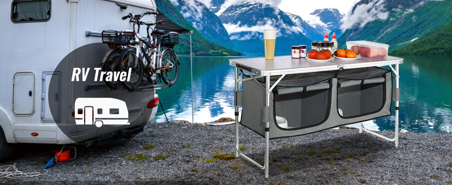 SucceBuy Camping Kitchen Table Quick set-up Folding Camping Table MDF Camping Table for Outdoor Picnics BBQ Camping RV Traveling Daniel’s Outdoor Company