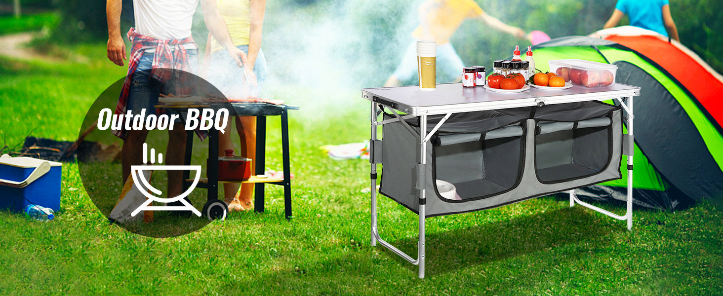SucceBuy Camping Kitchen Table Quick set-up Folding Camping Table MDF Camping Table for Outdoor Picnics BBQ Camping RV Traveling Daniel’s Outdoor Company